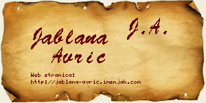 Jablana Avrić vizit kartica